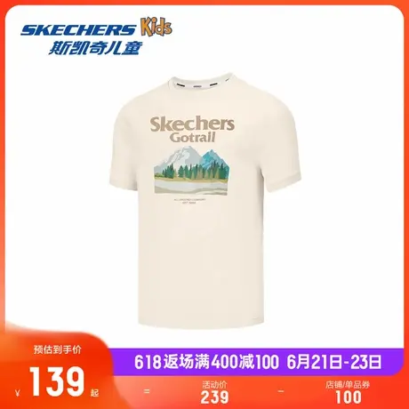 Skechers斯凯奇儿童时尚短袖男童舒适夏季宽松圆领针织运动T恤衫商品大图