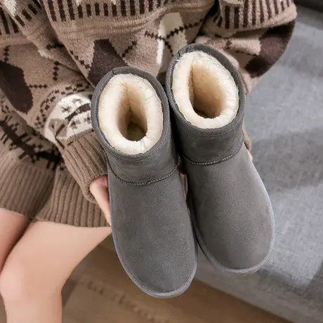 雪地靴女2023年新款雪地棉鞋冬加绒加厚面包鞋防滑保暖短筒女靴子商品大图