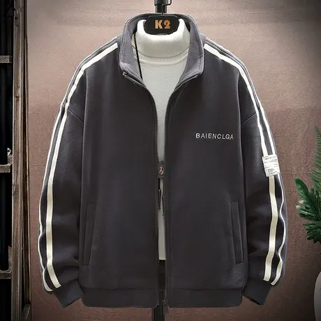 日系羊羔绒外套男潮牌休闲加绒加厚保暖摇粒绒夹克男生秋冬款棉服商品大图