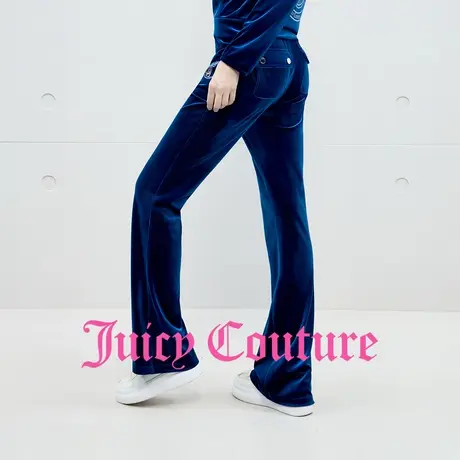 Juicy Couture橘滋休闲裤女2025年秋季新款微喇缎光丝绒修身长裤商品大图