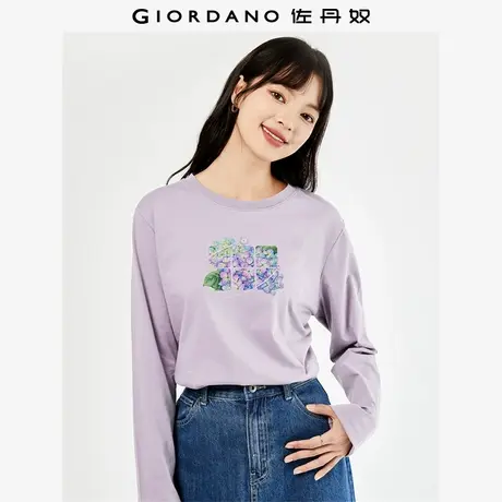佐丹奴T恤女装纯棉印花圆领长袖T恤 99394028商品大图