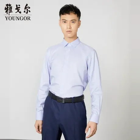 雅戈尔奥莱 商场同款男士长袖衬衫秋季官方新品纯棉免烫格子衬衣商品大图