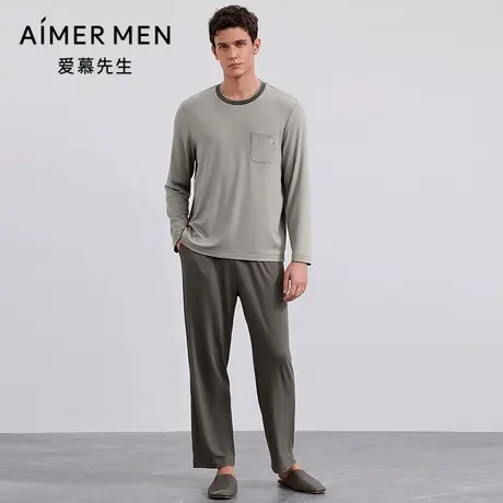 爱慕先生25秋冬沁润睡眠衣男士套头长袖长裤家居套装NS43M832商品大图