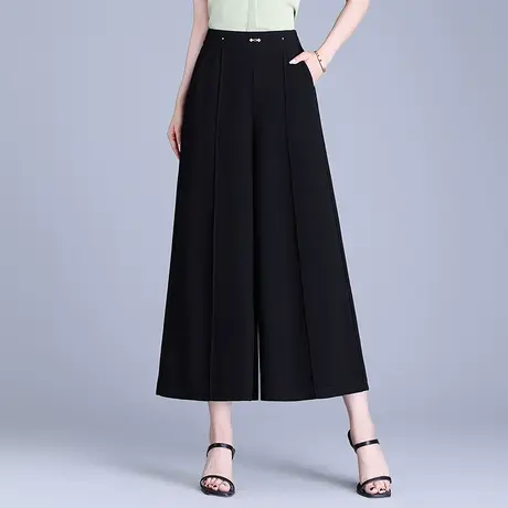 2025夏季新款雪纺阔腿裤女高腰薄款宽松垂感九分裤裙裤通勤休闲裤商品大图