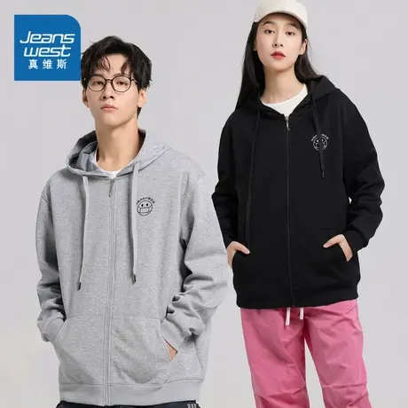 LE真维斯秋冬男女同款长袖连帽外套情侣款2025春季新款情侣上衣商品大图