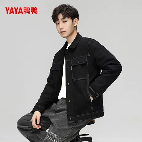 鸭鸭羽绒服男2025冬季新款短款时尚休闲立领加厚保暖外套S图片