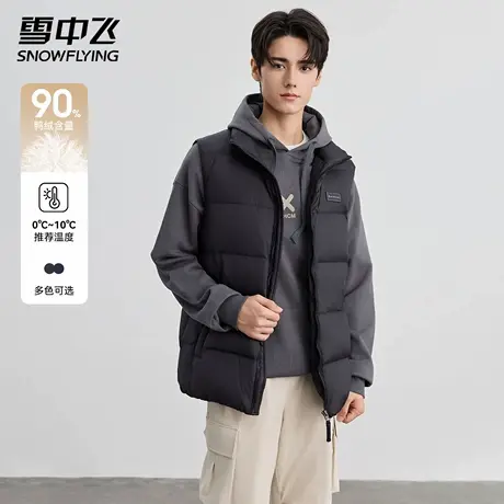 雪中飞短款羽绒服马甲男士2025秋冬新款立领时尚潮流保暖背心外套商品大图