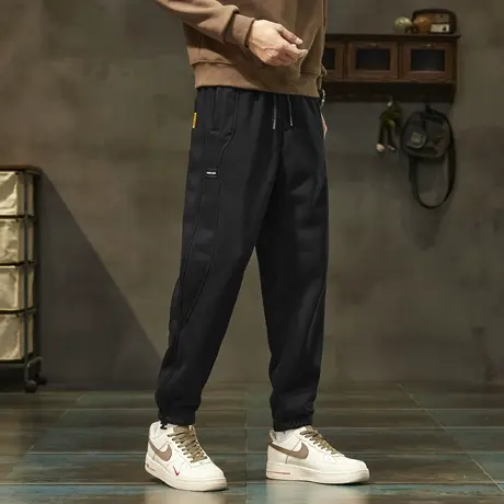 唐狮秋冬新款男针织束腿加绒长裤弛感休闲裤子百搭宽松运动裤TA商品大图