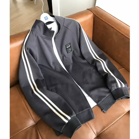 唐狮秋季新款男外套条纹拼接运动上衣立领简约宽松夹克百搭潮TM图片