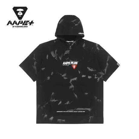 AAPE+运动男装春夏猿颜徽章潮流印花扎染连帽短袖T恤0970XXI商品大图