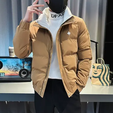 棉衣男秋冬季2022新款立领学生棉服棉袄子男生拼色加厚冲锋衣外套图片