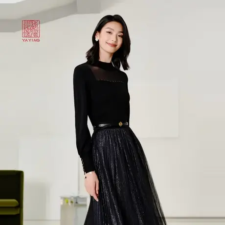 EP雅莹高端系列 春季半高领美利奴羊毛礼服针织衫 商场同款9522A图片