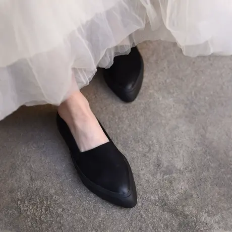 Artmu阿木原创复古乐福鞋女真皮休闲一脚蹬平底2023新款尖头单鞋商品大图