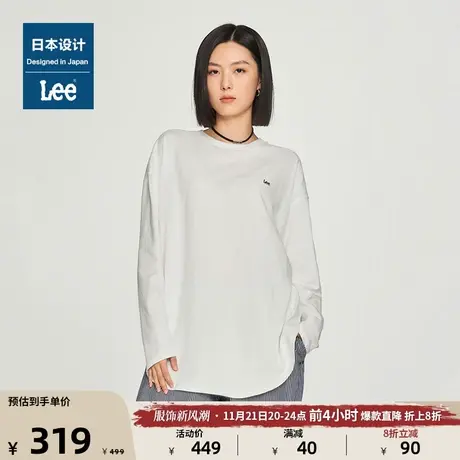 Lee日本设计多色字母印花女休闲圆领套头长袖T恤潮流图片