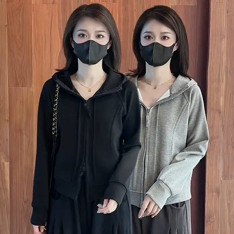 连帽卫衣女秋冬季2023新款韩版宽松显瘦百搭休闲运动长袖上衣外套图片