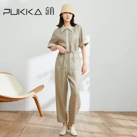 蒲PUKKA 原创设计连体裤女春季宽松休闲亚麻连裤上衣女商品大图