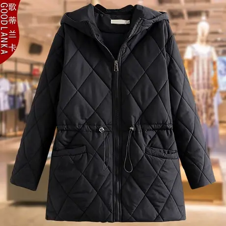 加大码中老年妈妈冬装羽绒棉服女宽松中长款连帽保暖棉袄棉衣外套商品大图