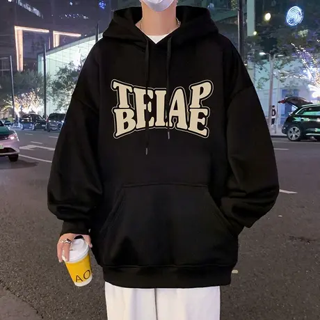 港风复古纯棉卫衣男ins潮牌春秋季2024新款男装oversize宽松外套商品大图