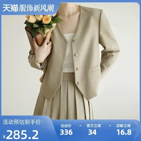 2023年秋季新款短外套女设计感小众上衣时尚休闲短款西装女高级感商品大图