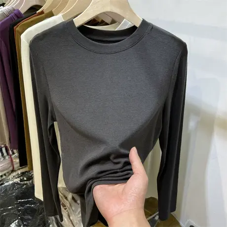 双面德绒打底衫女装春秋冬内搭加绒加厚2024卫衣叠穿保暖上衣洋气图片