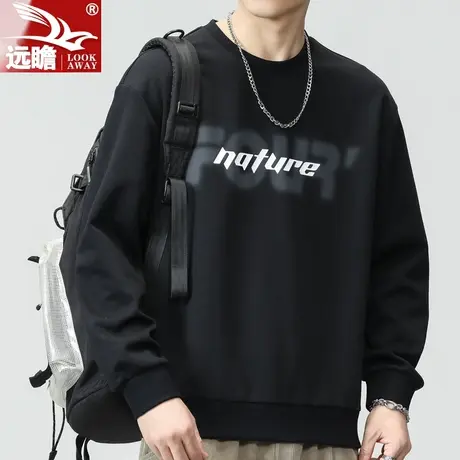 春秋季圆领卫衣2023新款男士潮牌百搭印花上衣宽松休闲长袖T恤男商品大图