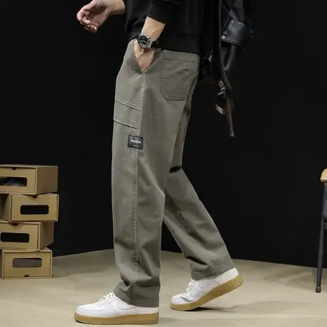 直筒休闲裤男春季2024新款潮牌宽松大码阔腿男款黑色裤子男裤春秋商品大图