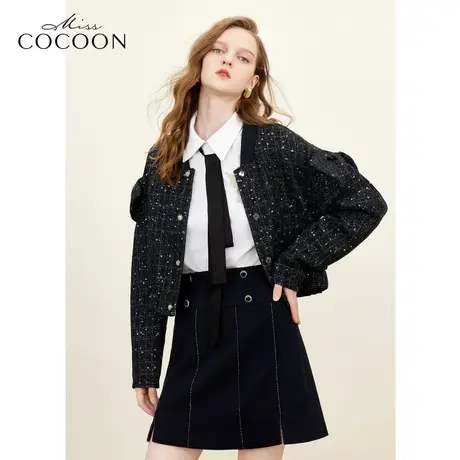 missCOCOON非正式学院风2023秋季新款女复古宽松小个子短外套冬图片