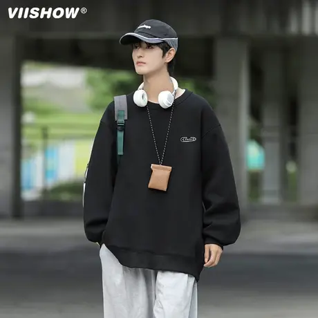 VIISHOW卫衣男秋冬季男士日系街头字母宽松连帽休闲上衣服男外套商品大图