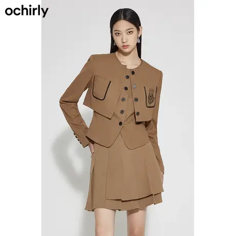 【呼呼严选专享】ochirly欧时力 学院风短款西装外套女新款秋装圆商品大图