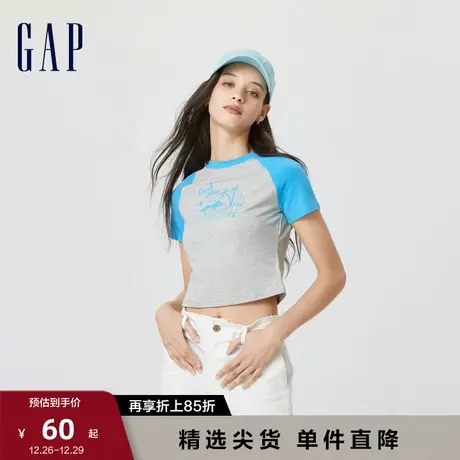 Gap女装夏季款插肩袖LOGOT恤659474户外撞色修身上衣商品大图