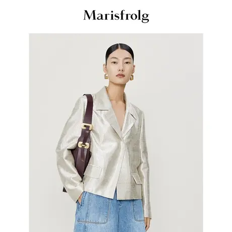 【职场通勤系列】玛丝菲尔外套春季新女装柞蚕丝西装版型外套商品大图