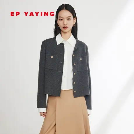 EP YAYING雅莹女装 小香风圆领绵羊毛呢外套 秋冬商场同款1227A图片