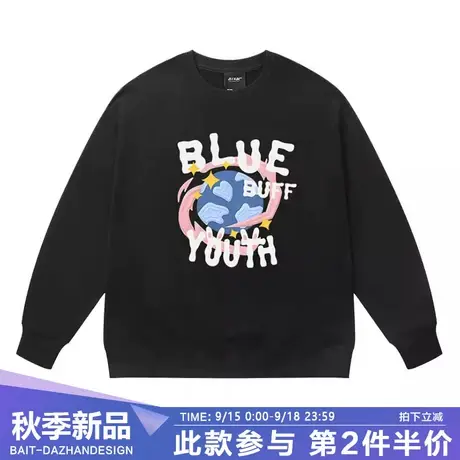 潮牌设计感小众字母地球印花卫衣男2023秋季新款复古百搭情侣上衣商品大图