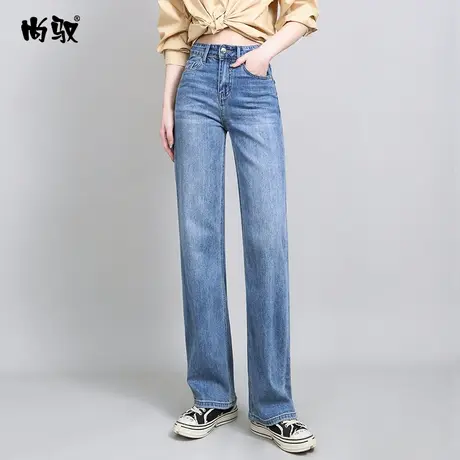 裤子女春2024年新款韩版宽松时尚高腰直筒修身显瘦休闲牛仔裤女潮商品大图