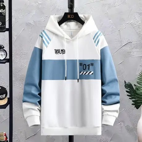 卫衣男春秋装薄款上衣连帽外套青年长袖男装秋季拼接秋衣帅气外衣商品大图