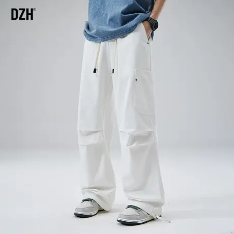 男生白色裤子男潮牌宽松直筒休闲裤百搭工装裤春秋2024新款阔腿裤商品大图