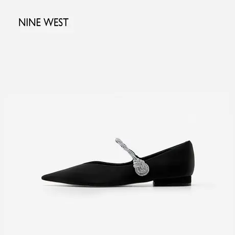 【好物体验专享】Nine West/玖熙尖头单鞋春季新款缎面平底女巫鞋商品大图