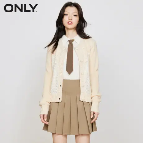 【tvb识货专属】ONLY奥莱夏季百搭休闲单排扣提花工艺针织开衫商品大图