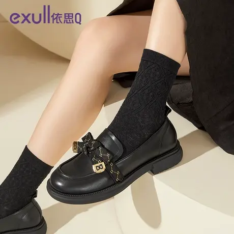 依思q女鞋2024秋春秋今年新款爆款单鞋jk小皮鞋秋天鞋子女乐福鞋商品大图