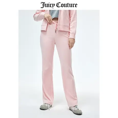 Juicy Couture橘滋休闲裤女春季新款美式宽松直筒烫钻天鹅绒长裤商品大图