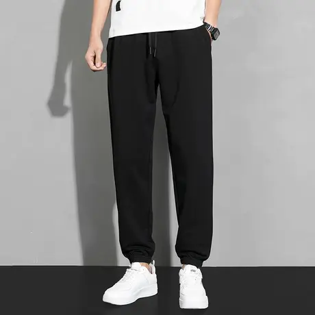 长裤子男春季黑色休闲运动裤春秋冬款加绒夏季抽绳小脚束脚裤卫裤图片