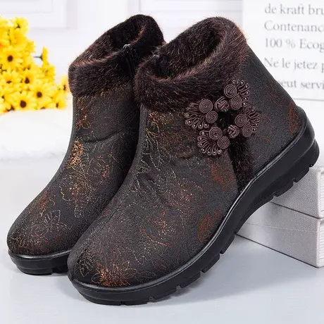 中老年人保暖鞋冬天老人老北京布鞋老太太奶奶鞋子女冬季加绒棉鞋商品大图