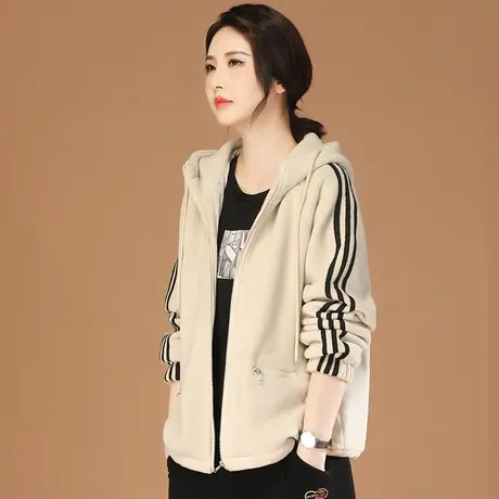 韩潮袭人韩系连帽拼接摇粒绒短外套女2023冬装新款冲锋衣棒球服厚图片