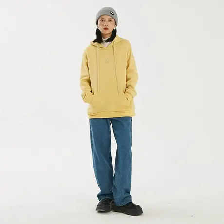 omont蛋挞家 复古宽松连帽字母油画印花加厚加绒卫衣女秋冬季上衣商品大图