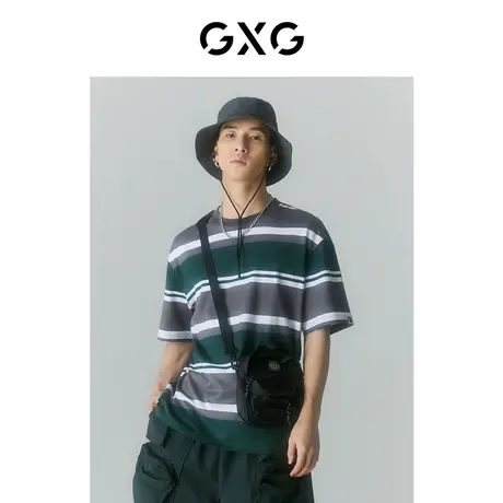 GXG男装 2022年夏季新品商场同款迷幻渐变系列圆领短袖T恤商品大图
