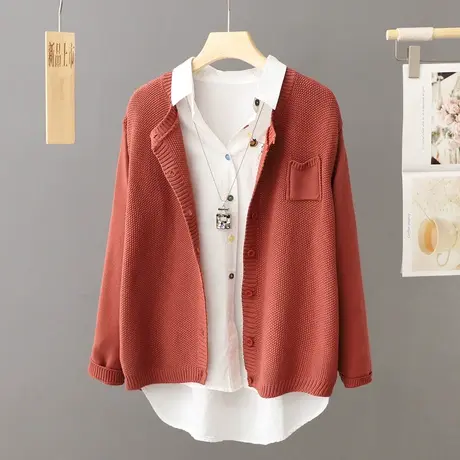 针织开衫女外套2023年秋装新款宽松洋气外搭春秋毛衣外套时尚上衣图片