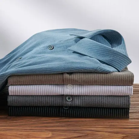 衬衫男长袖抗皱免烫2023春秋新款商务男装休闲条纹衬衣高级感潮流商品大图