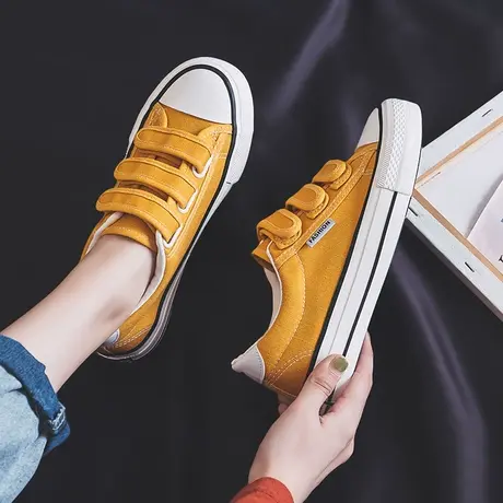 2023夏款秋鞋新款魔术贴帆布鞋女韩版ulzzang布鞋子学生小白鞋潮商品大图