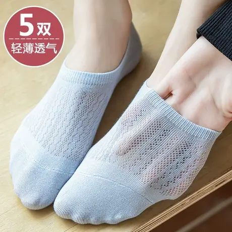 网眼透气浅口隐形袜子女短袜船袜夏天薄款棉娃子配小皮鞋乐福鞋的商品大图