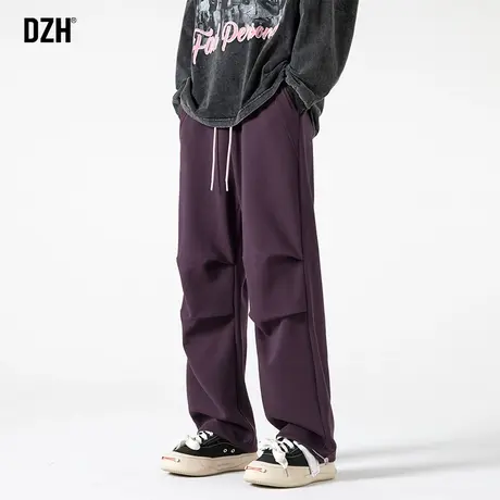 男士紫色卫裤男秋季宽松直筒2024新款休闲伞兵裤百搭潮牌垂感长裤商品大图